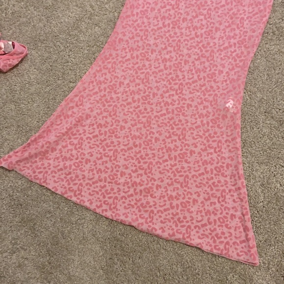 Pink leopard printed long slip & thong set. S - Picture 8 of 12